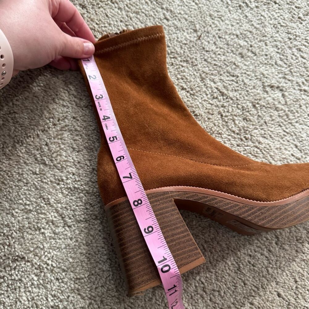 Lulus Hughez Brown Faux Suede Platform Mid Calf Boot Women’s Size 8 Chunky Heel - Picture 7 of 11